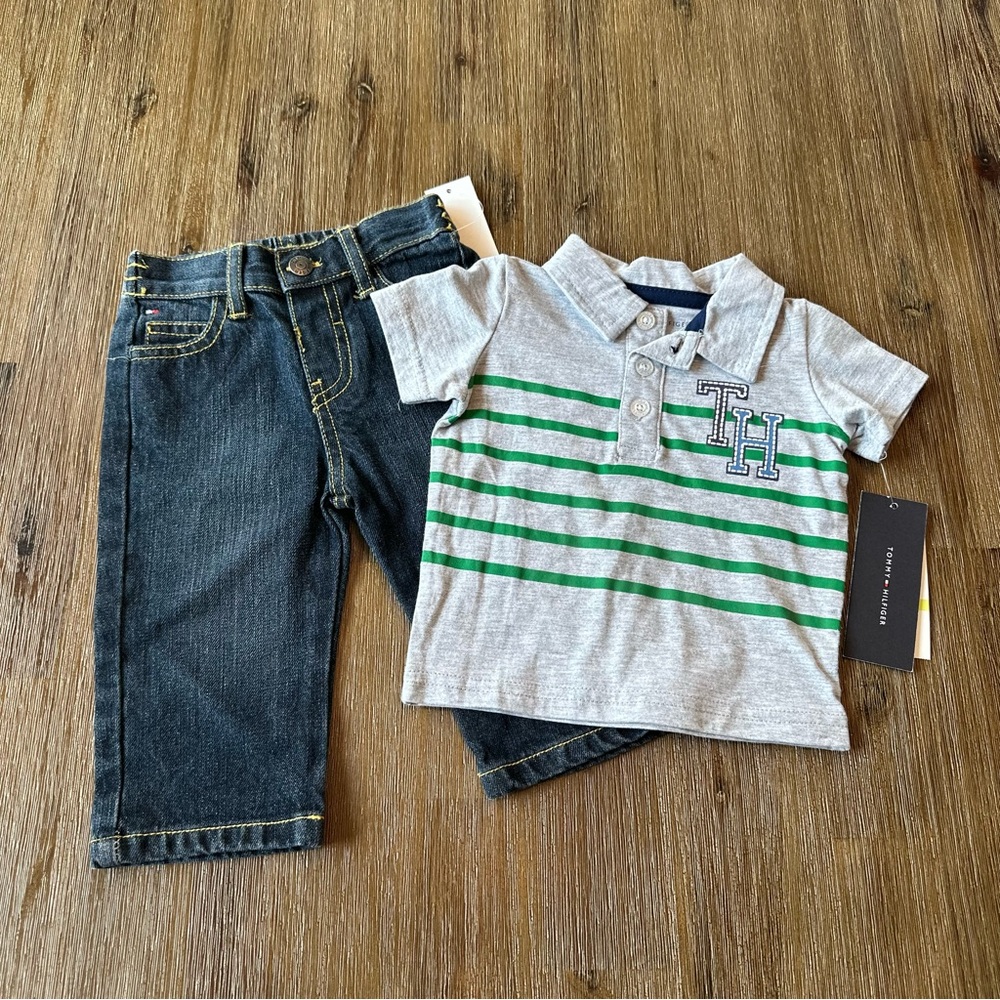 NWT Tommy Hilfiger Baby Outfit (Jeans + Polo) size 3-6 months